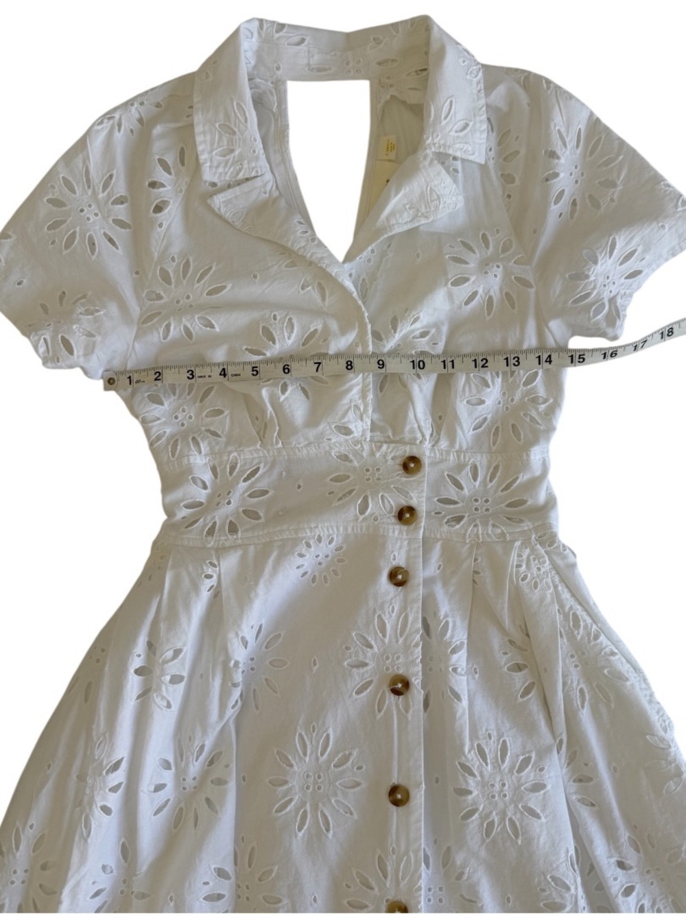 Maeve Anthropologie Eyelet Wrap Midi Dress XS White Cotton Resort Vacation - Picture 11 of 16